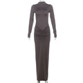 Floor-Length Solid O-Neck Women Dress