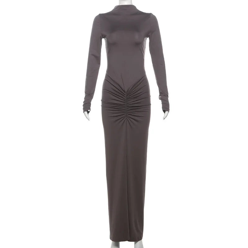 Floor-Length Solid O-Neck Women Dress