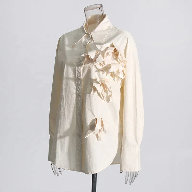 Lotus Leaf Pleated Loose Asymmetrical Blouse