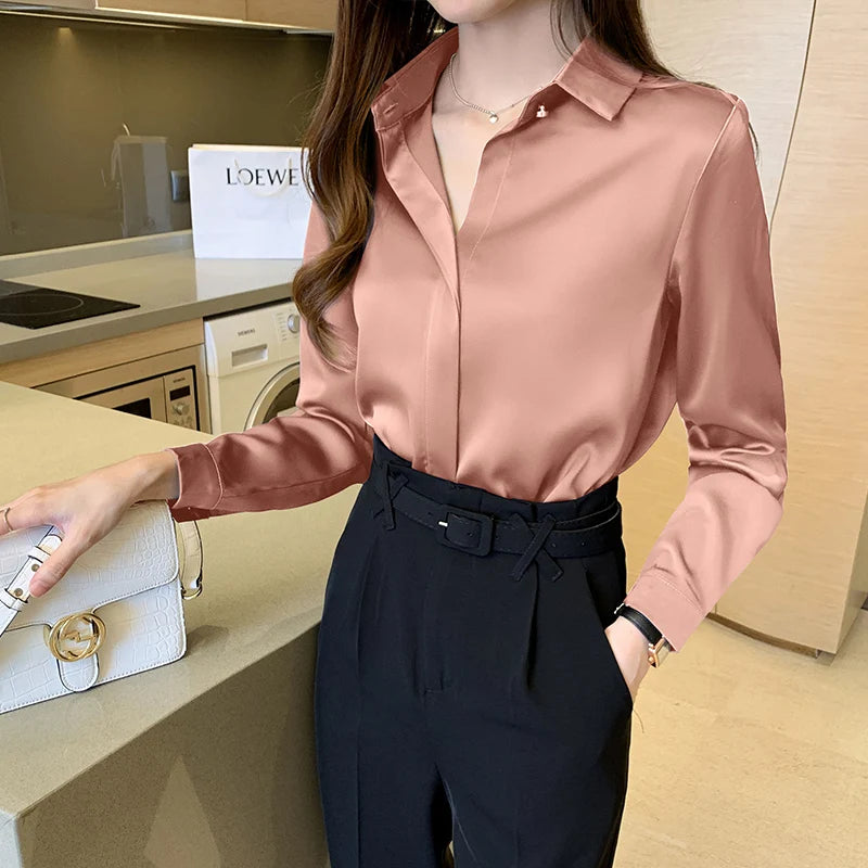 Too Classy, Too Classy | Subtle Blush Tone Silk Blouse
