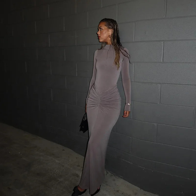 Floor-Length Solid O-Neck Women Dress