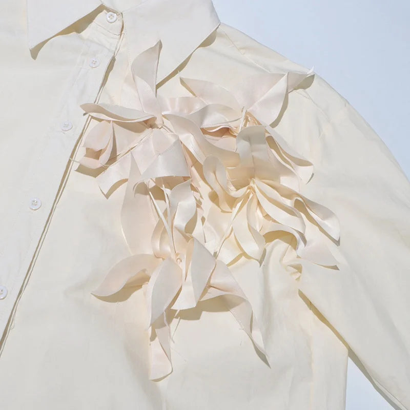 Lotus Leaf Pleated Loose Asymmetrical Blouse