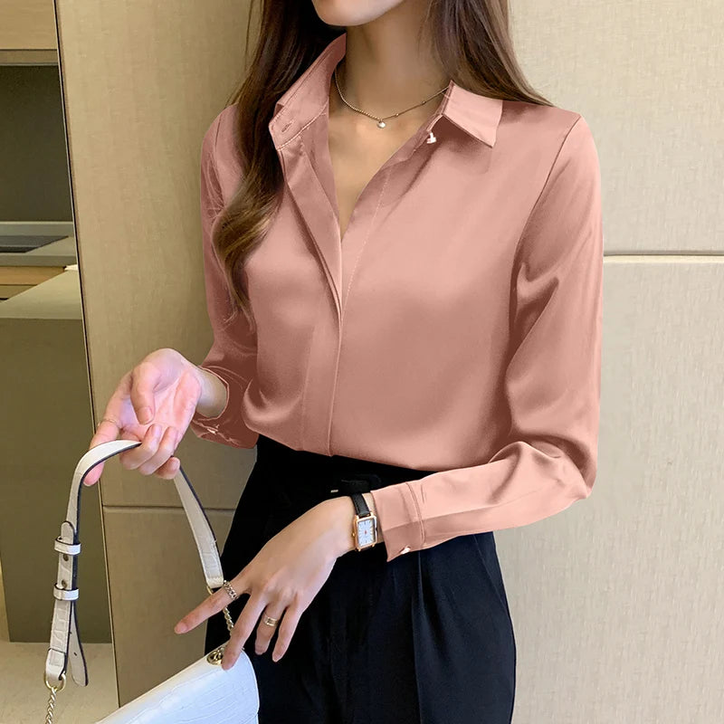 Too Classy, Too Classy | Subtle Blush Tone Silk Blouse