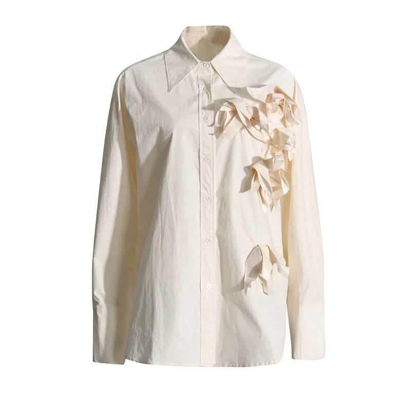 Lotus Leaf Pleated Loose Asymmetrical Blouse