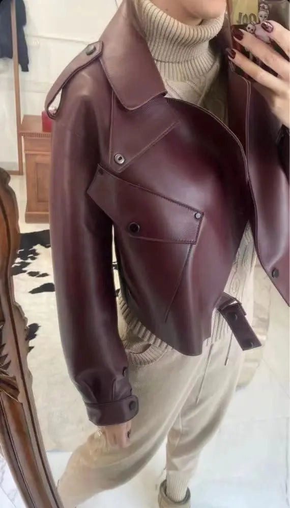 Women's Buurrr [Burgundy] Genuine Leather Jacket