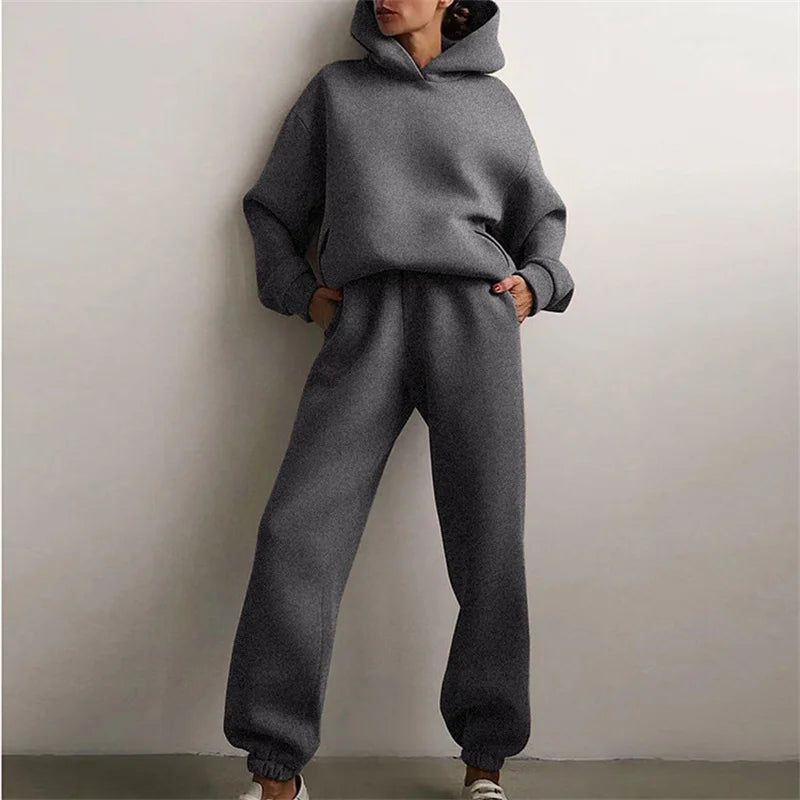 Plush Tracksuit Matching Two-Piece for Women