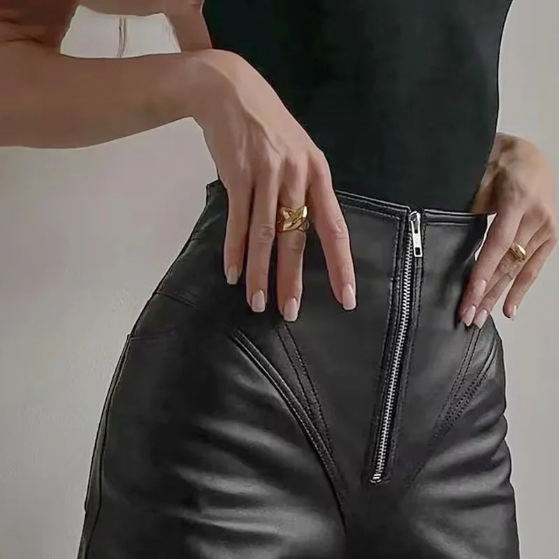 Women's Pleather Street Wear Skinny Pants