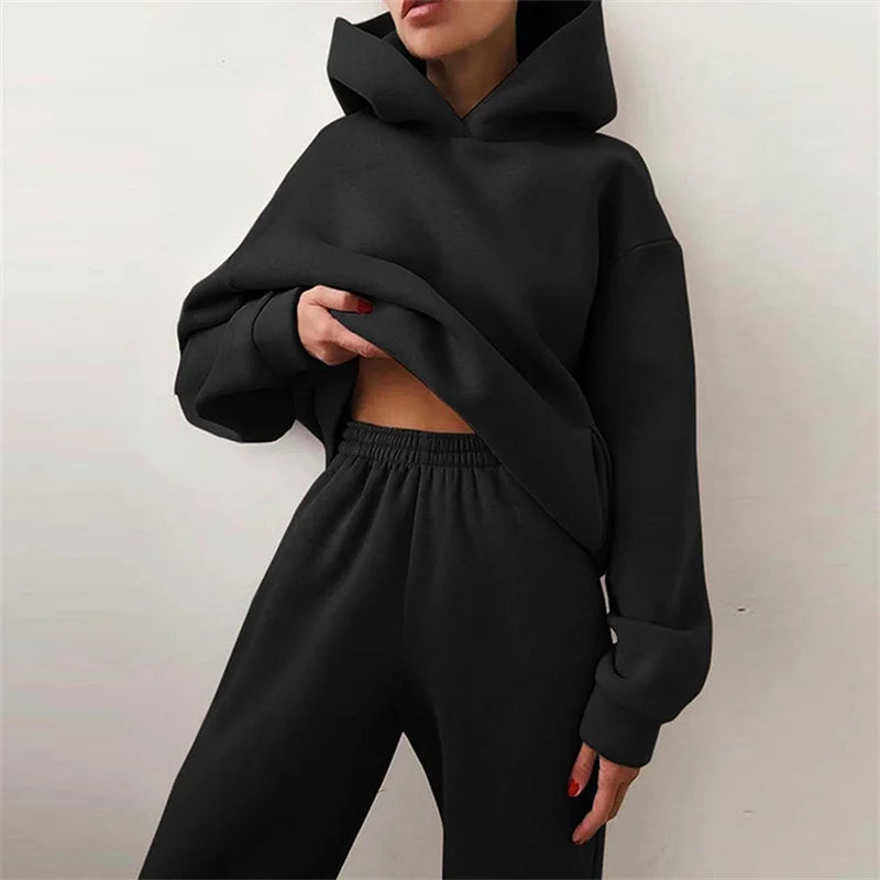 Plush Tracksuit Matching Two-Piece for Women