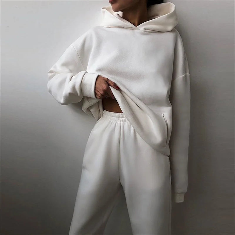 Plush Tracksuit Matching Two-Piece for Women